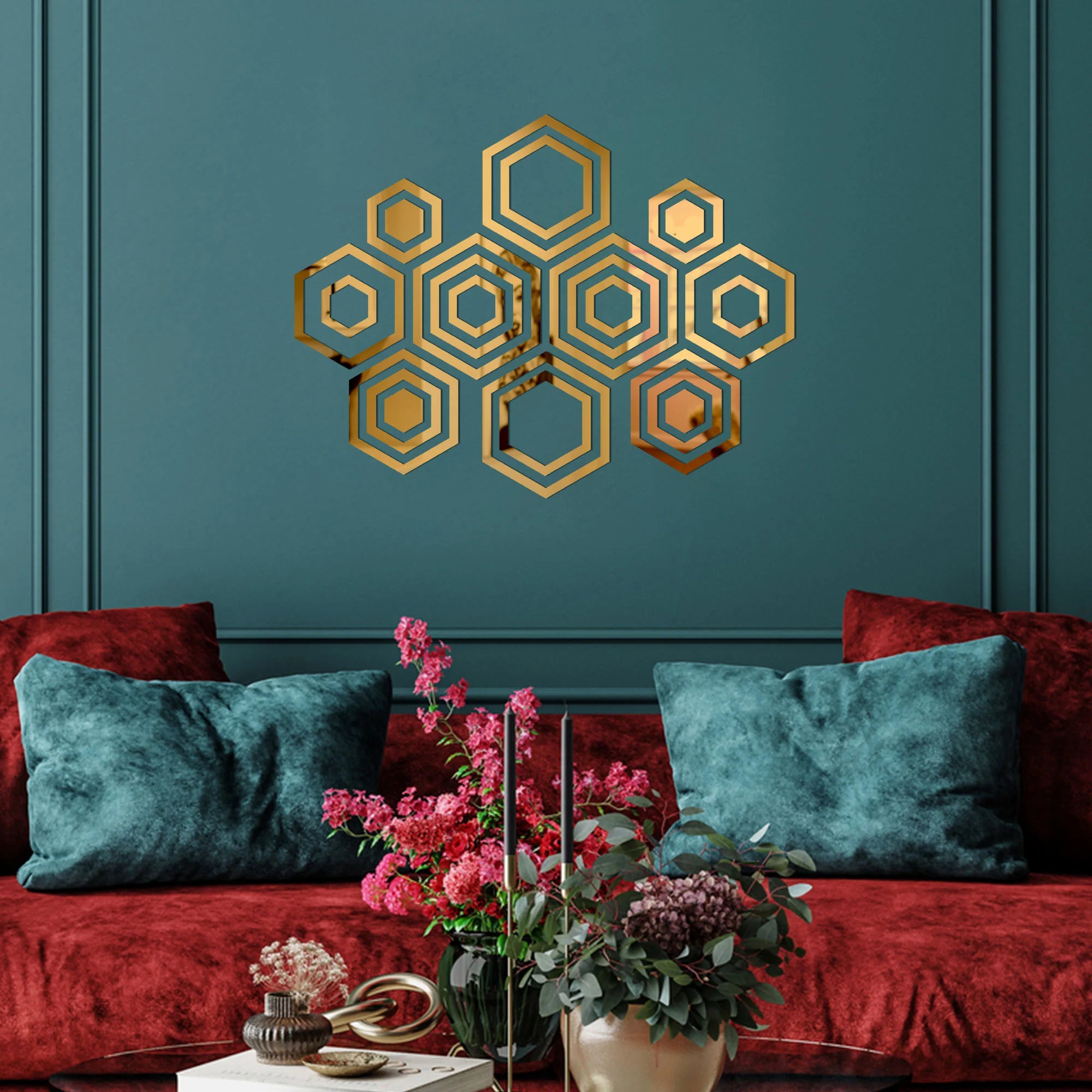 Acrylic Hexagon Ring Mirror Wall Decor