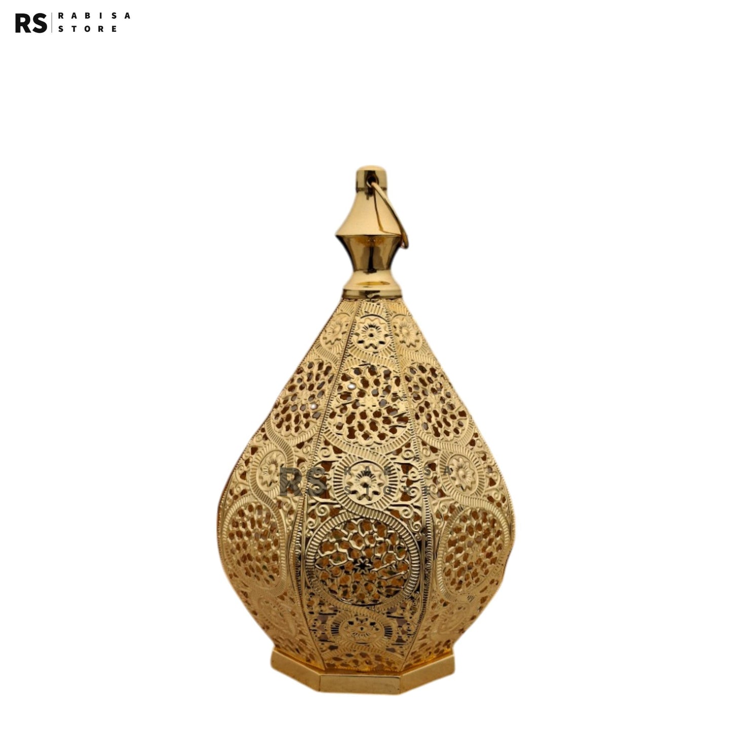 Traditional Golden Metal Lantern with Battery Light – Elegant Décor for Home & Office