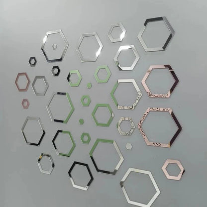 Acrylic Hexagon Ring Mirror Wall Decor