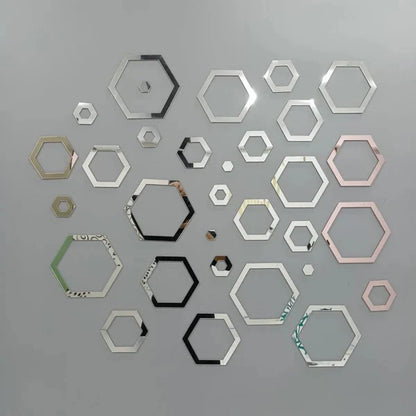 Acrylic Hexagon Ring Mirror Wall Decor