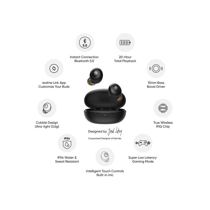 Realme Buds Q Black With Official Warranty (Original Product)